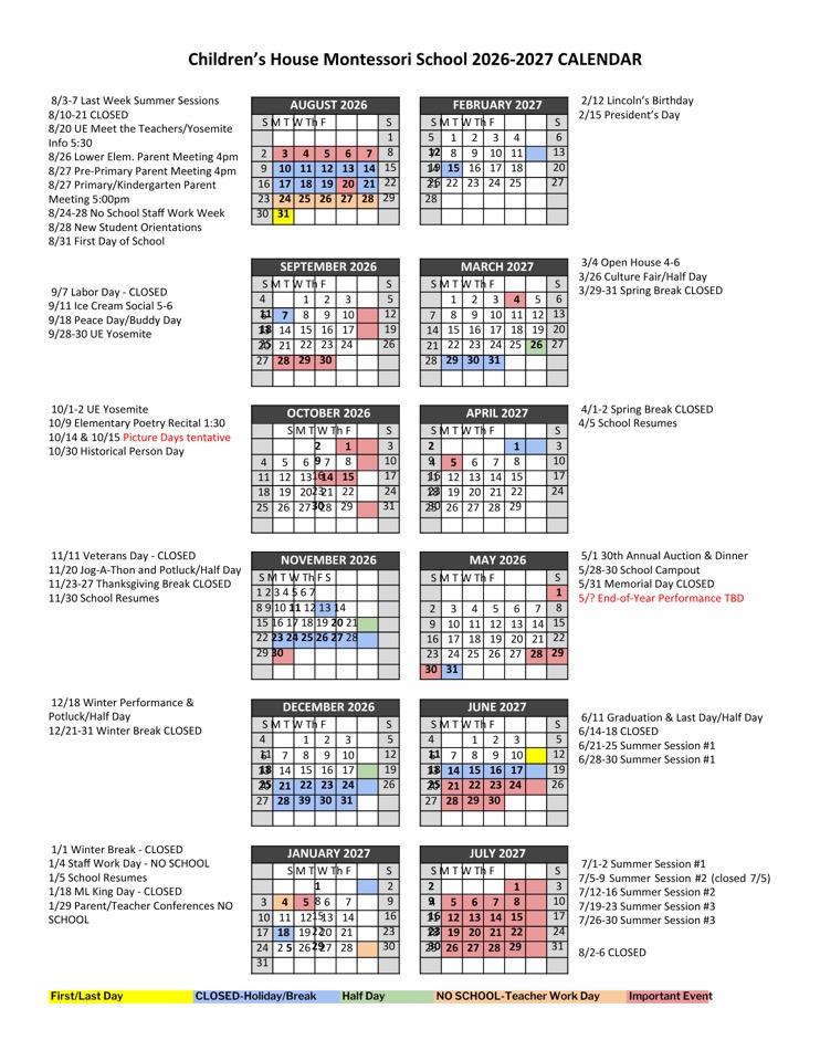 Calendar 20262027 August